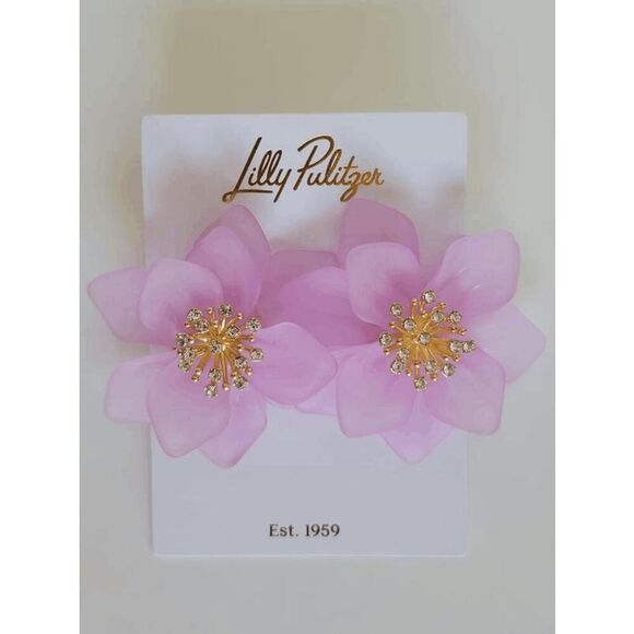 🌺 LILLY PULITZER Oversized Orchid Garden Earrings NEW WITH GIFT BAG - Picture 4 of 14
